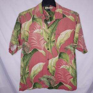 Tommy Bahama Pink and Green Tropical Button Down Shirt